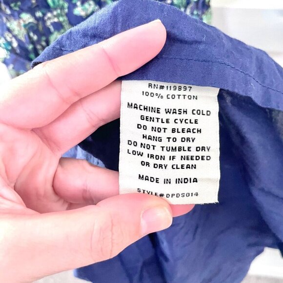 Du Paradis Paisley Blue Green Long Sleeve Dress Size XS - Picture 3 of 5